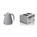 Swan ST19020GRN Toaster, Stainless Steel, 1600 W, Grey & Swan, SK19020GRN, Retro 1.5 Litre Jug Kettle with 360 Degree Rotational Base, 3KW, Grey