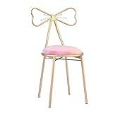 Dressing Table Makeup Chair Bedroom Gold Dressing Chair Decoration Armchair Iron Art Lounge Chair Butterfly Tie Dining Chair Furniture 82CM,Pink