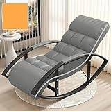 YXCUIDP Living Room Outdoor Rocking Chair,Oversized Patio Recliner Chair,Height-Adjustable Backrest with Footrest for Living Room Bedroom Balcony (Color : Dark Gray, Size : Black legs)
