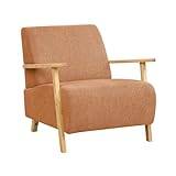 Beliani Modern Retro Armchair with Armrests Orange Fabric Lesja
