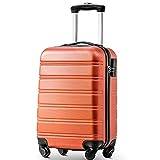 ModernLuxe Suitcase, Small Hard Shell Suitcase, ABS Carry on Suitcase, Travel Trolley 4 Wheel Spinner, Lightweight Lockable Hand Luggage, 20inch, Orange