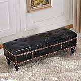 Storage Ottoman, Cube Change Shoe Bench, Seat for Coffee Long Stool, for Clothing Store/Entrance/Sofa/Living Room/Bedroom (Color : Black, Size : 60 * 40 * 40cm)