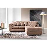 Abakus Direct Right Hand Corner Sofas for Living Room - Stylish Jumbo L Shaped Sofa with Water Repellent Jumbo Cord | Contemporary Chaise Lounge Sofa Corner in Brown | 212Wx164Dx78H