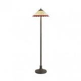 Morris 2 Light Floor Lamp In Antique Brass Finish With 40cm Dresden Red Tiffany Shade