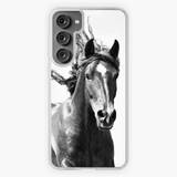 Wild Horse Phone Case / Cover / Protector For Samsung Galaxy / Iphone Horse Design #3 For Nature / Animal / Horse Lovers Contrast Black And White Picture Of A Wild Stallion Samsung Galaxy S23 Plus Soft Case