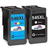 Kingway 545 546 XL Ink Cartridges Remanufactured for Canon PG-545XL CL-546XL Ink Cartridges 545XL 546XL Use with Canon Pixma MG2550 MG2550S TS3150 MX495 MG3050 TR4550 TS3151 TS205 TS305 TR4551