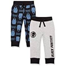 Amazon Essentials Disney | Marvel | Star Wars Boys' Fleece Jogger Tracksuit Bottoms (Previously Spotted Zebra), Pack of 2, Marvel Black Panther, 9 Years