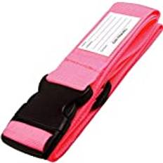 OW-Travel Personalised Luggage Straps for Suitcases (1 Pack Pink) Easy to Spot Sturdy Suitcase Straps with Luggage Labels. Luggage Strap Travel Belt for Suitcase Bag Baggage. Bag Strap Case Belts