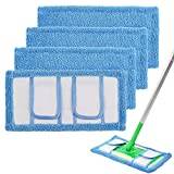 Siwinparts 4 PCS Washable Reusable Mop Refill Pads for Flash Speedmop Microfiber Mop Pads Compatible with Flash Speedmop Cleaning Pads Blue Absorbing Pads for Wet and Dry Sweeping