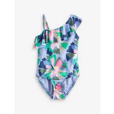 Blue floral Asymmetric Ruffle Swimsuit (4-12yrs)