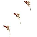 minkissy 3pcs Hairpin Metal Hair Claw Clips Hair Fancy Accessories Diffuser Hair Clips for Women Hair Claw Clip Red Flowers Hair Barrettes for Thick Hair Tiara Bracket Miss Rose Alloy