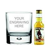 Personalised Engraved Bubble in Base Glass, with 50ml Miniature Captain Morgan Spiced Rum in Silk Lined Gift box