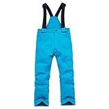 YCBMINGCAN Snow Pants for | Winter Ski Dungarees with Cargo Stash Pocket | Insulated Convertible Snowsuit for Girls and Ladies Watch, blue, 7-8 Years