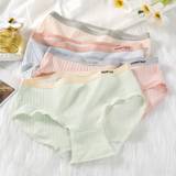 4pcs Girls Briefs Color Block Bottoming Underwear Cotton Soft Comfy Breathable Kids Panties Underpants Kids Clothes For All Seasons - Mixed Color - 11-12Y