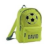 Boys Personalised Football Backpack Personalised Printed Backpack with Your Name or Club Kids Boys Mens Kit Bag (Apple Green)