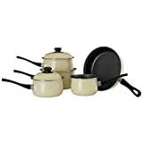 Premier Housewares Steel Pan Set Pots And Pans Sets Non Stick Kitchen Set Cooking Pans Steel Cookware Set Cookware Red 5 Piece