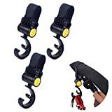 Baby Stroller Hooks Clips, Convenient Stroller Accessories Mommy Bag Hooks for Hanging Diaper Bags,Purse,Stroller Organizer, Perfect for Babyzen Yoyo, Britax, Pushchair(3 Pack)