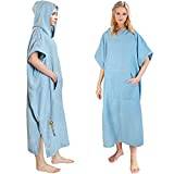 SUN CUBE Surf Poncho Changing Robe with Hood | Thick Quick Dry Microfiber Wetsuit Changing Towel for Surfing Beach Swim Outdoor Sports -Light Blue