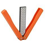 Diamond Carbon Steel Professional Knife Sharpener Rod Kitchen Home or Hunting Master Chef Hunter or Home Gourmet Sharpening Rod or Stick Double Sided Folding(Orange)