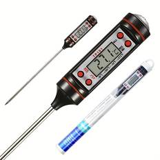 1pc Instant Read Meat Thermometer Digital With Probe, Milk Liquid Barbecue Thermometer, Great For Cooking, Kitchen, Bbq, Grill, Milk, Candy - TP101 Probe Thermometer - Black