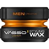VASSO® Usher Pro Hair Styling Wax, Water Based Gel Wax - POMADE - Edition, Strong Hold, Long Lasting Hair Wax, Made by VASSO®, Includes Barber & Beauty Packaging