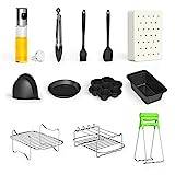 Air Fryer Accessories Set of 12 for Tower T17088 & Ninja Foodi AF400UK, AF300UK, AF500UK, AF451UK, DZ201, DZ401, &7.6L-9.5L Dual Air Fryers, Including Pizza Pan, Racks, Muffin Tray, Oil Spray Bottle