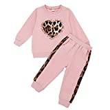 Amaone Toddler Girls Pants Casual Outfits Kids Tops Baby Clothes Leopard Tracksuit Girls Outfits&Set Early Pink