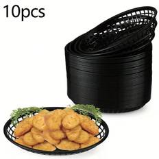 SHEIN pcs Oval Plastic Baskets Portable Movie Night Snack Trays Bread Baskets Fruit Baskets Reusable Fast Food Baskets For French Fries Popcorn Hamburger Pi