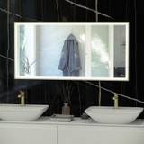 RAK Art Square 1000x600mm Brushed Gold LED Illuminated Bathroom Mirror