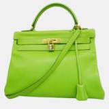Hermes Apple Green Voga River Kelly Engraved Handbag
