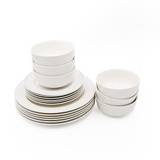 18pc White Porcelain Dinner Set with 6x Cereal Bowls, 6x Side Plates and 6x Dinner Plates - M By Mikasa
