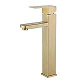 NAMUlA Bathroom Sink Faucet, Bathroom Basin Faucet Brushed Gold Bathroom Tap Sink Mixer Hot & Cold 304 Stainless Steel Sink Faucet Bathroom Lavotory Faucet (Color : Style 3 Brushed Gold) Fashionable