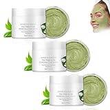 Tea Tree Acne Removal Clay Mask, Tea Tree Pore Cleansing Facial Mask, Green Tea Face Mask, Blackhead Remover Mask, Deep Cleaning Pores (3pcs)