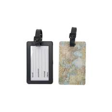 Patterned Luggage Tags - 2 Pack - Brown