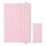 Little Poppets & Co Deluxe Unisex Folding Travel Nappy Baby Changing Mat with Popper Close - 40cms x 60cms (Open) - Caro Pink