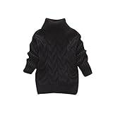 liaddkv Toddler Boys Girls Children's Winter Sweater Solid Color Turtleneck Knitted Top Stretch Shirt for Babys Clothes Fall Romper (Black, 12-18 Months)
