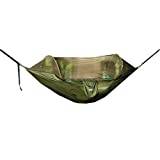 Hammocks Outdoor, Swing Hammock Wood Plastic Durable Swings Outdoor Camping Bedroom Adult Automatic Mosquito Net Hanging Chair Home (Green 250 * 120cm)