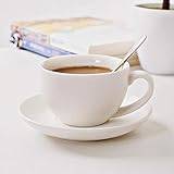 SHOUKAII Ceramic Coffee Cup Saucer Set Espresso Cup Coffee Cup Milk Latte Coffee Cup with Spoon Saucer (Color : 201-300ml, Size : B)