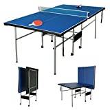hlc 206 * 114.5 * 76CM 7FT Table Tennis Table Junior 3/4 Size Folding Table Tennis Table Kids Ping Pong Table with Net/Balls/Bats Folding Legs