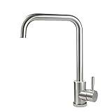 SOLVEX Single Handle Kitchen Taps Kitchen Sink Mixer Tap with Swivel Spout,Stainless Steel Kitchen Faucet Brushed Nickel,Modern Single Lever Kitchen Tap with Supply Hose,SP-10021