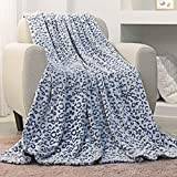FY FIBER HOUSE Flannel Fleece Throw Microfiber Blanket with 3D Cheetah Print,230x230cm,Blue