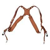 Camera Harness Strap, Leather Camera Double Strap for Digital Cameras, SLR Cameras, with Press Locking Buckle Universal Camera Strap (Thickened X Type, Brown)