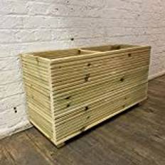 Cutncraft Designs Large Solid Wooden Patio Planter Herb Trough 47cm Tall with central divide