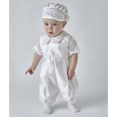 Baby boys christening romper with cap- luxury infants baptism outfit 0-24 months