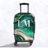 Personalised Suitcase Green Jade Marble Initials Luggage - Medium (68cm / 26.7-inch)