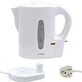 Crystals Cordless Small Plastic Electric Kettle, 1 Litre 1000W Low Wattage Kettle for Bedroom Travel Camping Office, Portable Lightweight Water Tea Kettle, White/Grey