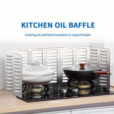 1pc Aluminum Kitchen Oil Splash Guard - Nonstick, Heat-resistant Stove Shield For Safe Cooking