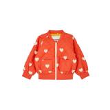 Mini Rodini Kids Hearts Printed Quilted Shell Bomber Jacket - Red - 92/98 (24 Months)
