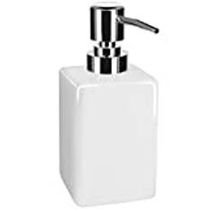 Nuscen White Soap Dispenser,300ml Hand Wash Dispenser, Square Ceramic Hand Soap DispenserPump Bottle Dispenser, Shampoo Lotion Bottle Soap Dispenser Bottle,For Bathroom/Kitchen/Hotel