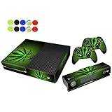 Morbuy Skin For Xbox One Vinyl Full Body Protective Sticker Cover Decal For Microsoft Xbox One Console & 2 Dualshock Controller Skins + 10pc Silicone Thumb Grips (Green Leaf)